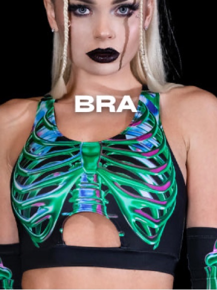 Devil Walking Women’s Sz Small Neon Green Ribcage Print — image 6 of 8